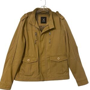 X Ray Military Utility Field Men’s Jacket M Khaki Canvas Zipped Lined Camo